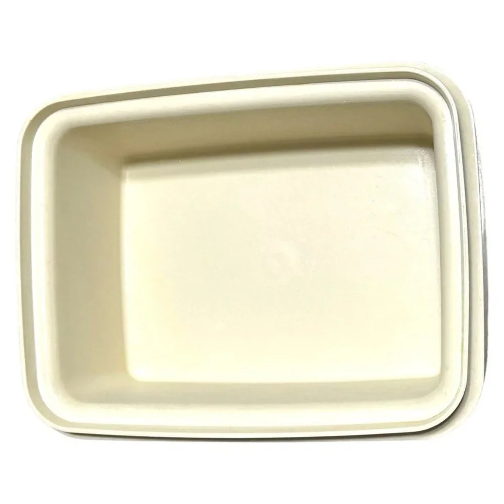 Vintage Tupperware Freeze-n-Save Ice Cream Keeper 1254 Almond Bottom 1255 Sheer